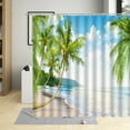 thumbnail image 2 of Seaside Nature Scenery Bathroom Decor Summer Beach Coconut Tree Ship Shower Curtain Polyester Fabric Bathtub Curtains With, 2 of 8