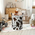 thumbnail image 2 of Farmhouse-style Cow-print Laundry Basket - Foldable Round Basket with Handle, Durable Oxford Cloth Storage Bin, 19.6x15.7 Inches, Suitable for Bathrooms, Bedrooms, Laundry Rooms, 2 of 7