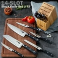 thumbnail image 4 of Cooks Standard Classic Bamboo Kitchen Cutlery Block Set with Knifes, Stainless Steel Forge High Carbon German Blade with Expandable Bamboo Storage Block for Extra Slots, 12-Piece, Black, 4 of 7