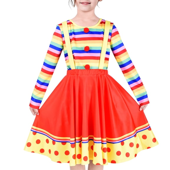 Girls Dress Clown Costume Halloween Carnival Of Cultures Rose Monday 4-5 Years