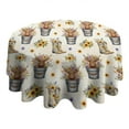 thumbnail image 4 of Beige Highland Cow Bucket Boot Flower Pattern Round Tablecloth 60"x60",Wrinkle Wipeable Table Cloth for Kitchen Dining Room Picnic Patio Party, 4 of 6