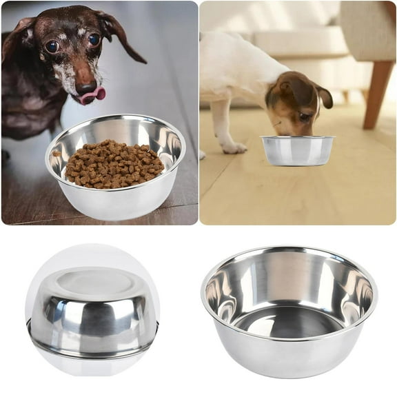 YaoZQ Heavy Duty Stainless Steel Dog Bowl, 1 Pack, Rust Proof Round Metal Water Feeder Dish, Easy Clean Feeding Basin, Outdoor Travel Supplies for Medium Pets, Silver, 7.5 x 2.6 Inch