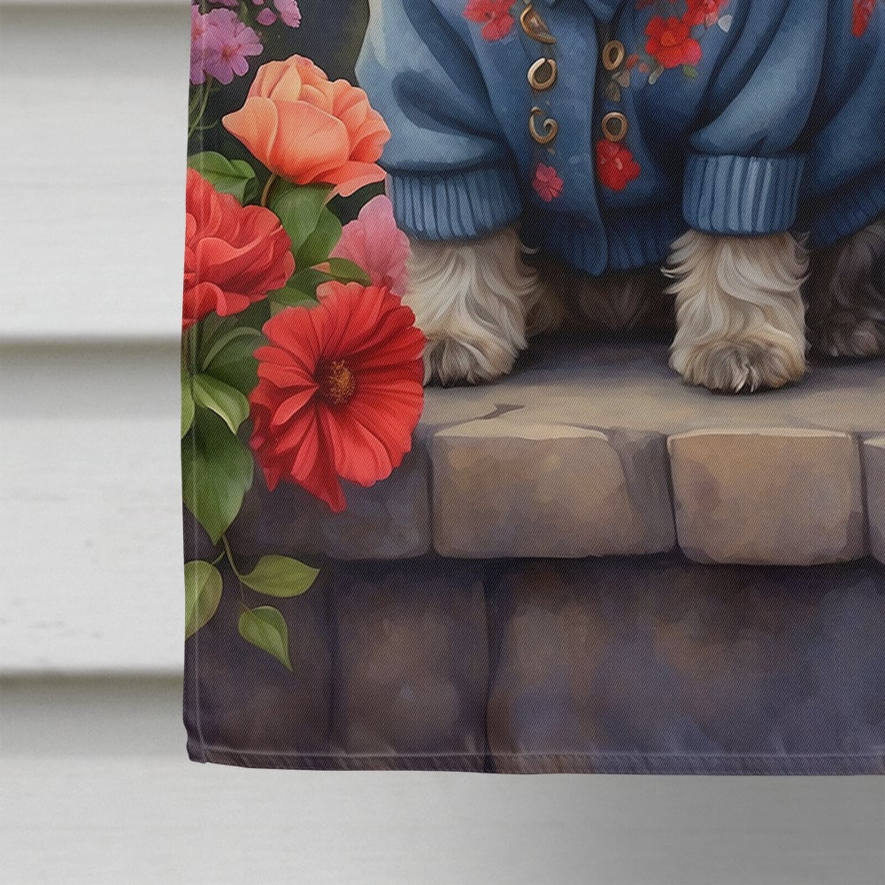 Tibetan Terrier Two Hearts House Flag 28 in x 40 in