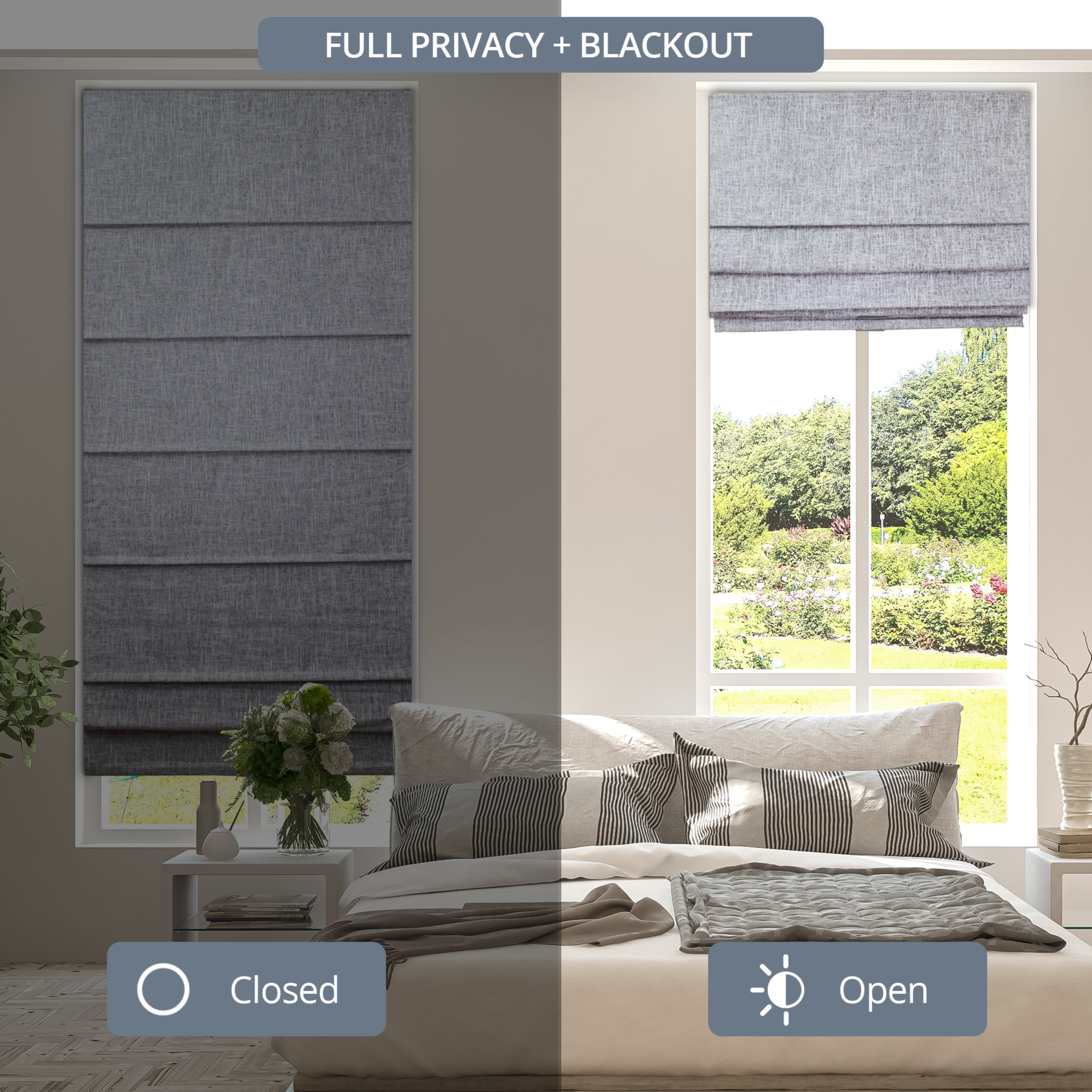 Chicology Cordless Roman Shade, Blackout, Lexington Gainsboro, 31"W X 72"H