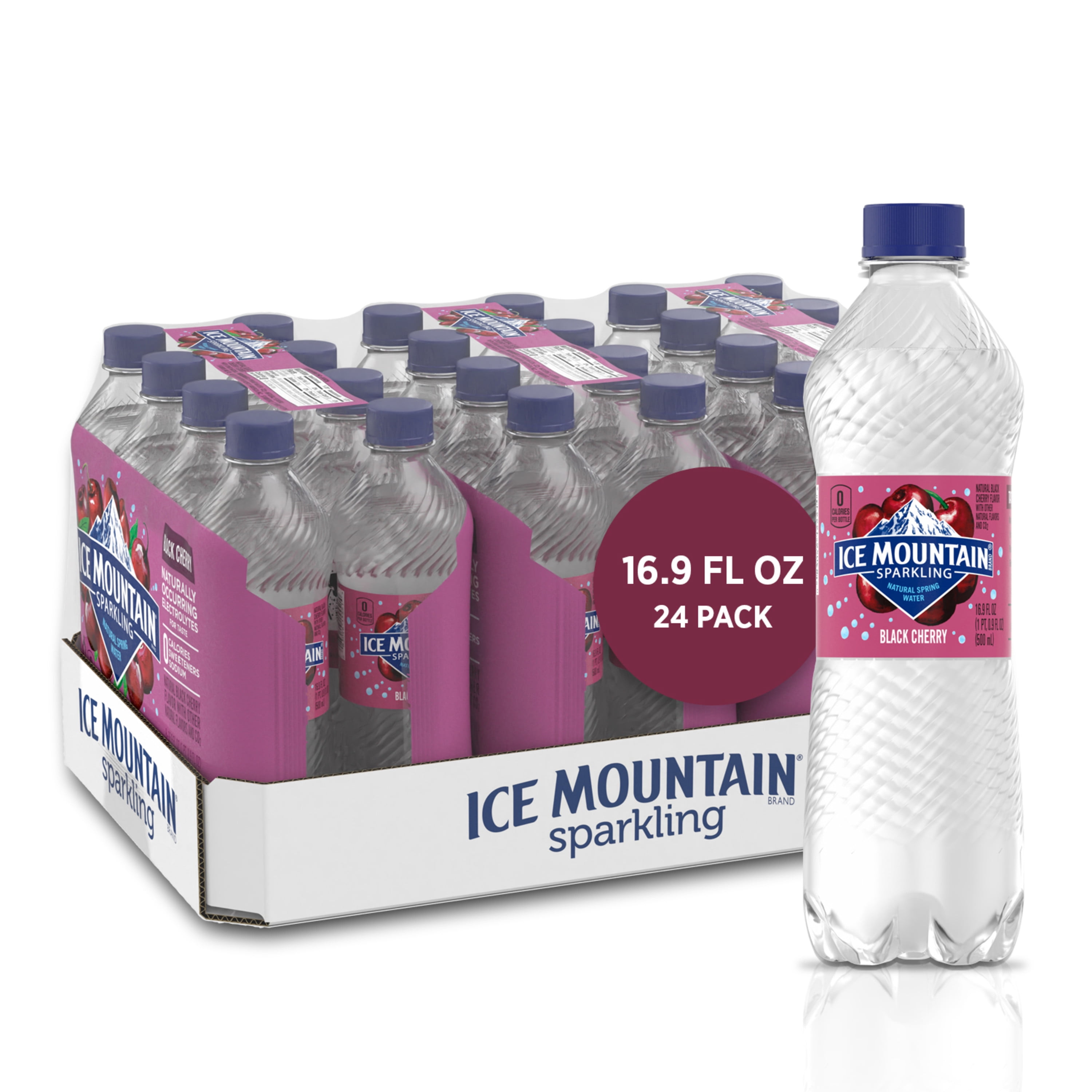 Ice Mountain Sparkling Water, Black Cherry, 16.9 oz. Bottles (24 Count