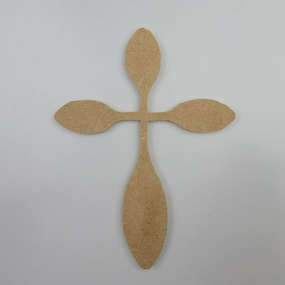 8"Thin Decorative Wall Cross #31, Unfinished Wood Art Shape by Wooden Craft Cutouts, 1-4 Thickness