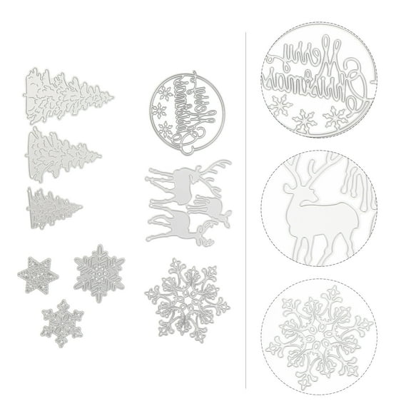 Soimiss Silver Metal Cutting Dies Stencils DIY Craft Tools for Scrapbooking and Christmas 9Pcs