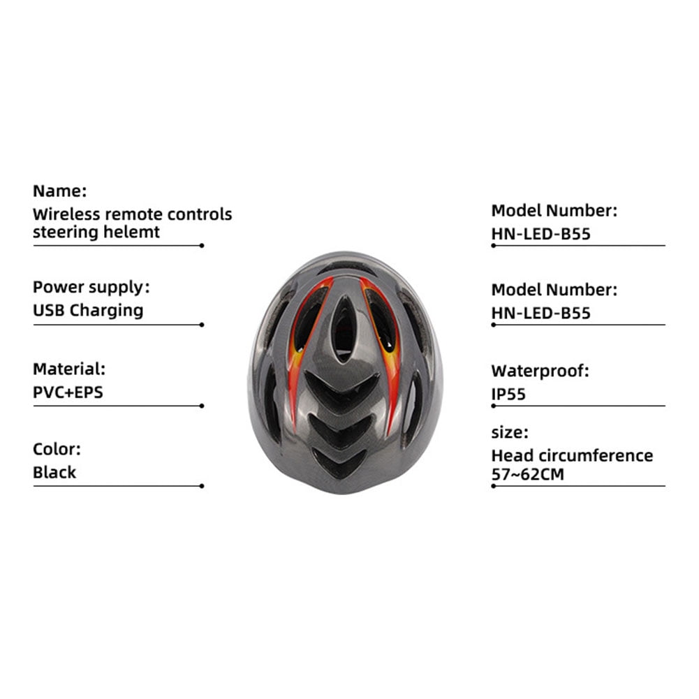 Smart Bike Helmet USB Chargeable Night Cycling Safe Helmet with Smart Turning Light LED Wireless Control Helmet