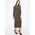 thumbnail image 2 of Olive Cable Knit Button-Down Dress, XL, 2 of 4