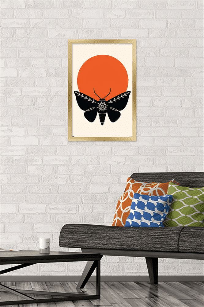 Ink Moth Wall Poster, 14.725" x 22.375", Framed