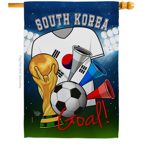 Ornament Collection H192112-BO World Cup South Korea Soccer Sports 28 x 40 in. Double-Sided Decorative Vertical House Flags for Decoration Banner Garden Yard Gift