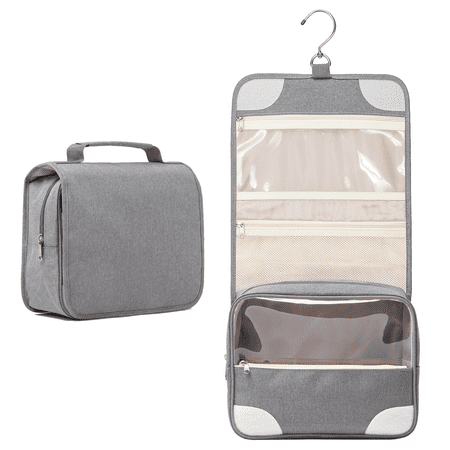 Vorspack Toiletry Bag for Women, Large Cosmetic Bag with Metal Swivel Hook, Hanging Travel Toiletry Bag for Men Girls, Grey