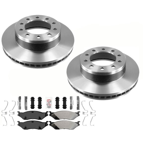 For Ford F450 2005-2016 Super Duty GEO Coated Front Brake Rotors & Brake Pads