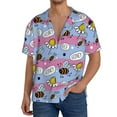 thumbnail image 3 of Vsdgher Bees And Daisies Striped Print Men's Wrinkle Free Untucked Cuban Shirt Business Casual Button Down Shirts Short Sleeve Shirt, 3 of 7