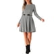 thumbnail image 1 of Vestido A-Line de Cuello Redondo de Manga Larga con Cinturón y Bolsillos para Mujer INSPIRE CHIC en Cuadros Houndstooth XS Negro Blanco, 1 of 5