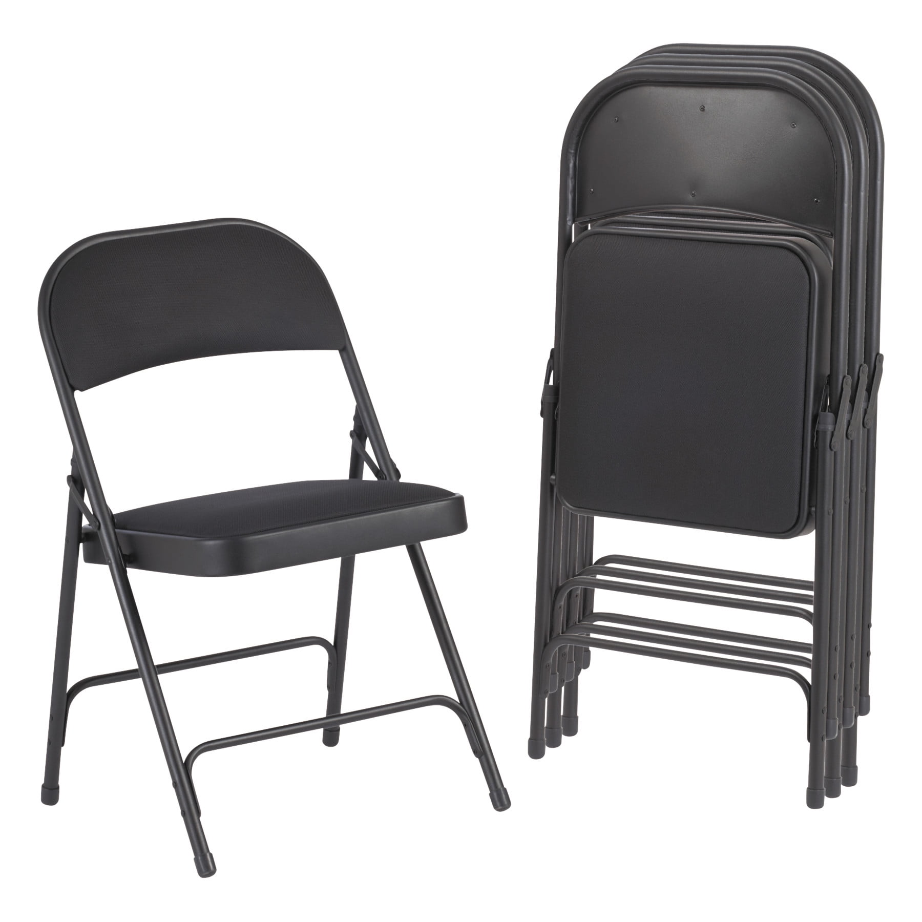Alera Steel Folding Chair with Two-Brace Support, Fabric Back/Seat