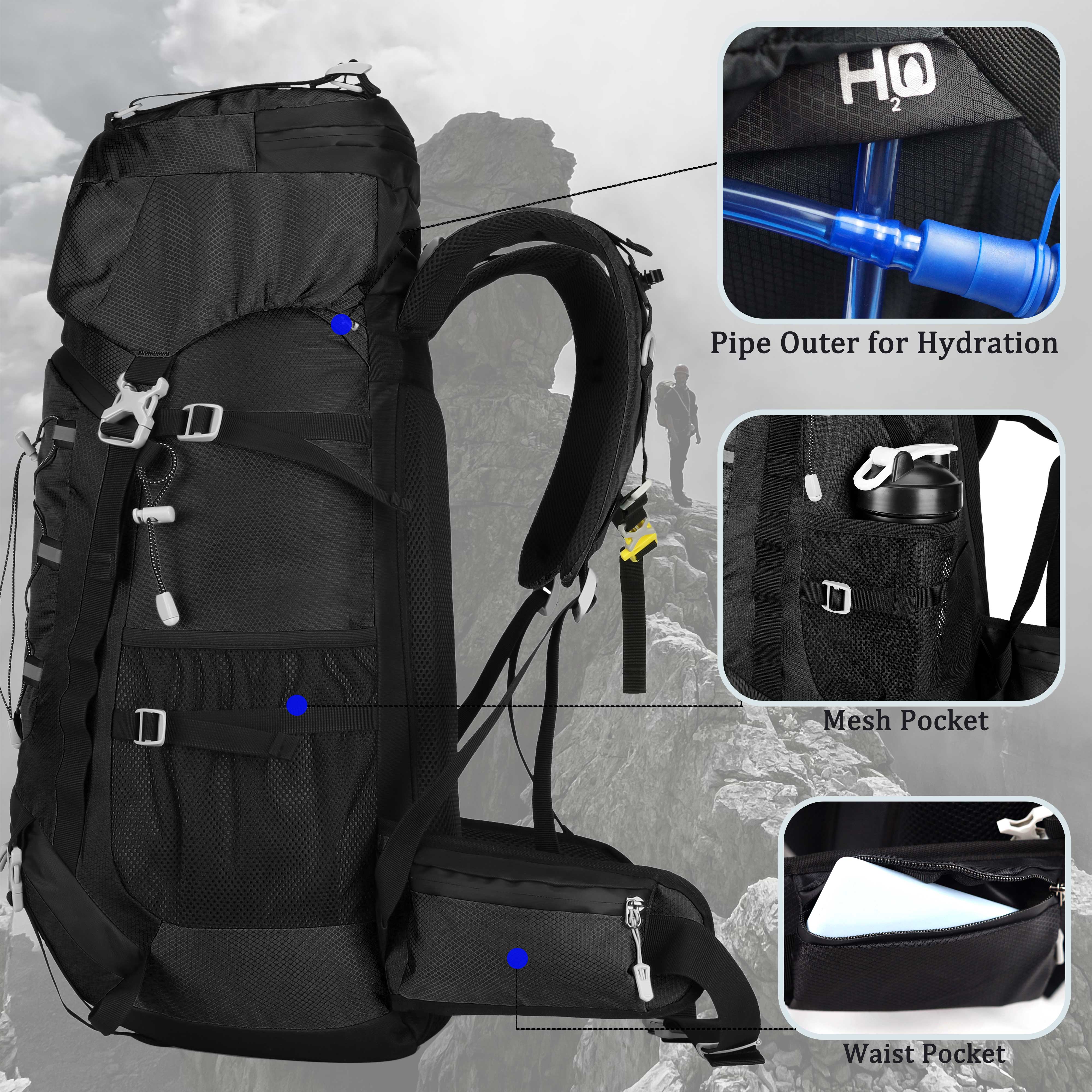 Yfreal 60L Travel Hiking Backpack with Rain Cover photo 3