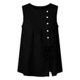 thumbnail image 7 of Loose Fit Drawstring Waist Linen Tank Top for Women Round Neck Solid Color Daily Casual Blouse, 7 of 7