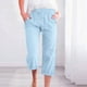 thumbnail image 3 of Pantalones Largos de Pierna Ancha para las Mujeres de Moda Alta Color Casual Pantalones de Cintura Elástica, Suelta Pierna Recta con Bolsillo para Descansar Y Al Aire Libre, 3 of 5