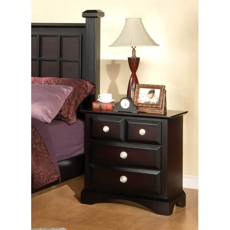 Palazzo Ebony Finish Drawer Nightstand w Round Metal Pulls ...