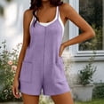 thumbnail image 3 of Taqqpue Womens Casual Rompers Solid Color Overalls Shorts Summer Sleeveless Spaghetti Strap Jumpsuits for Women Casual Shorts with Pockets, 3 of 10