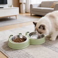 thumbnail image 2 of Bcylexb Stainless Steel Frog Shape Double Pet Bowls, Food and Water Dish for Small Medium Dogs Cats, Novelty Cat and Dog Bowls, Green, 2 of 6