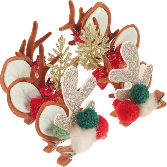 UPKOCH 4 Pairs Reindeer Barrettes Holiday Hair Clips Metal Special Reindeer Style for Families Party