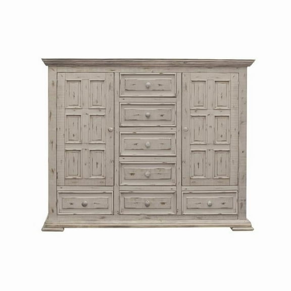 64 in. White Solid Wood Seven Drawer Gentlemans Chest