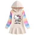 thumbnail image 2 of Hello Kitty primavera y otoño nuevo algodón dibujos animados Arco Iris niñas vestido de manga larga con capucha suéter vestido de princesa, 2 of 4