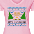 thumbnail image 4 of Inktastic Happy Chrismukkah Sweater Style with Menorah and Trees Women's V-Neck T-Shirt, 4 of 5