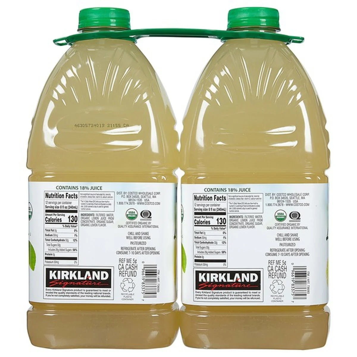 Kirkland Signature Organic Lemonade 96 fl oz 2-count