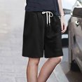 thumbnail image 2 of Pxkloy Casual Shorts for Women High Waisted Drawstring Going Out Short 2025 Summer Knee Length Bermuda Shorts for Teen Girls Black,L, 2 of 4
