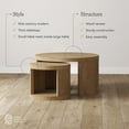 thumbnail image 3 of Nathan James Uchu Mid Century Modern 2-Piece Nesting Coffee Table, Round Wood Coffee Table with Storage, Light Brown, 3 of 5