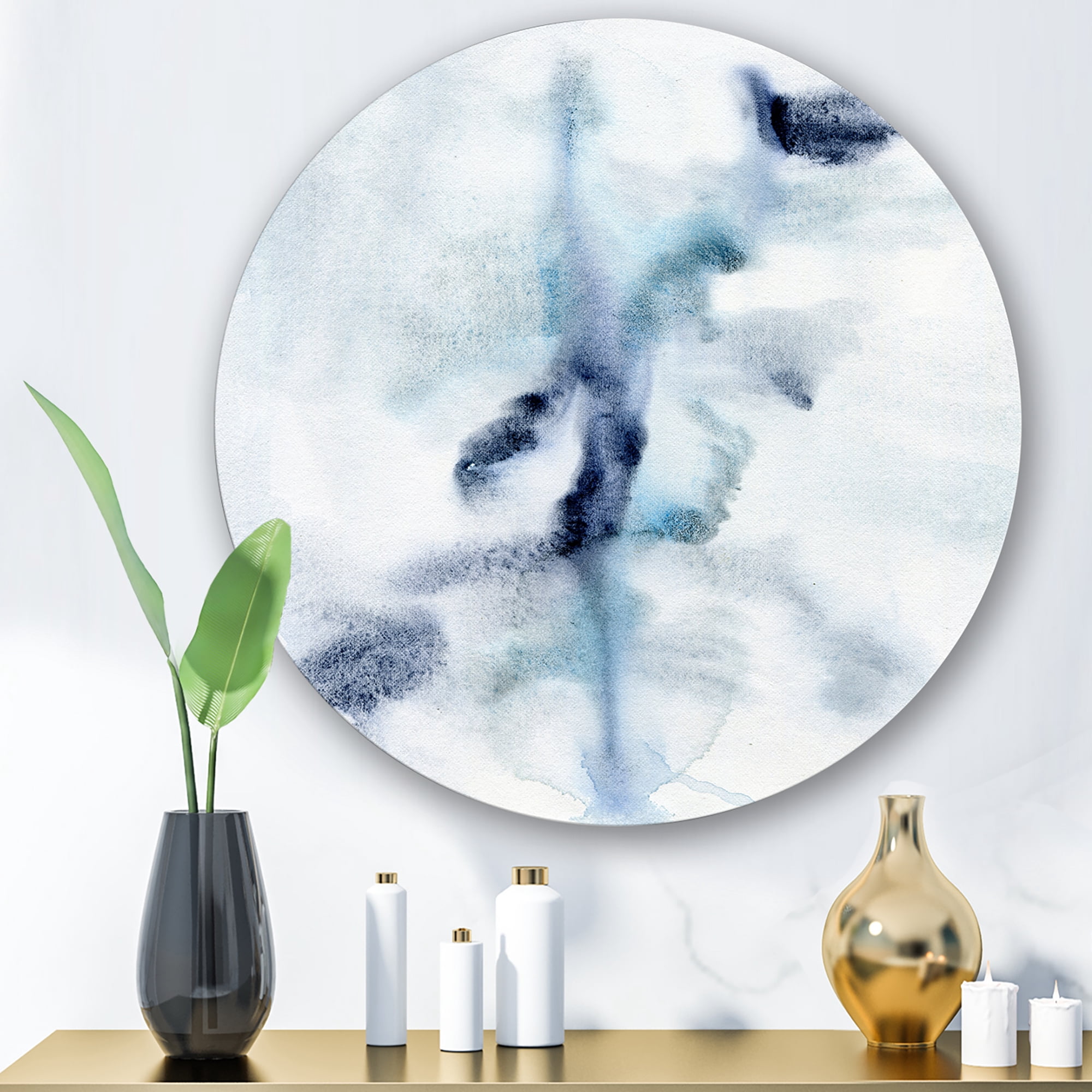 Designart 'Abstract Of Clouds Dark Blue Colored IV' Modern Circle Metal Wall Art 11x11 - Disc of 11