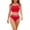 c01Red, variant on Hduncf Women's High Waisted Bikini Sets Two Piece Swimsuits Sporty Tummy Control Bathing Suit Color Block Swim Suit Red L