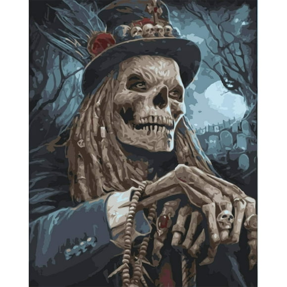 shiyou-Skull Paint by Numbers Adults Kit, Paint by Number Kits on Canvas Painting by Number Kits for Adult Craft Gift, Skull Gentleman 40x50cm