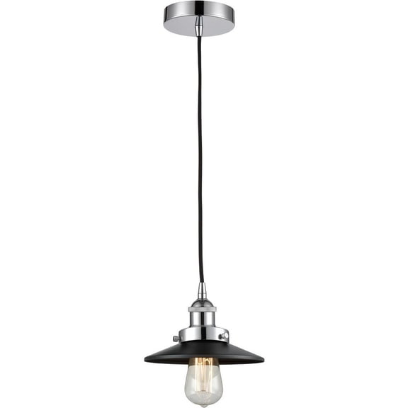 616-1PH-PC-M6-BK Innovations Lighting Railroad - 1 Light Mini Pendant In Traditional Style-5.38 Inches Tall and 8 Inches Wide-Polished Chrome