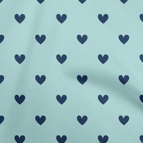 oneOone Viscose Jersey Light Blue Fabric Hearts Sewing Material Print Fabric By The Yard 60 Inch Wide
