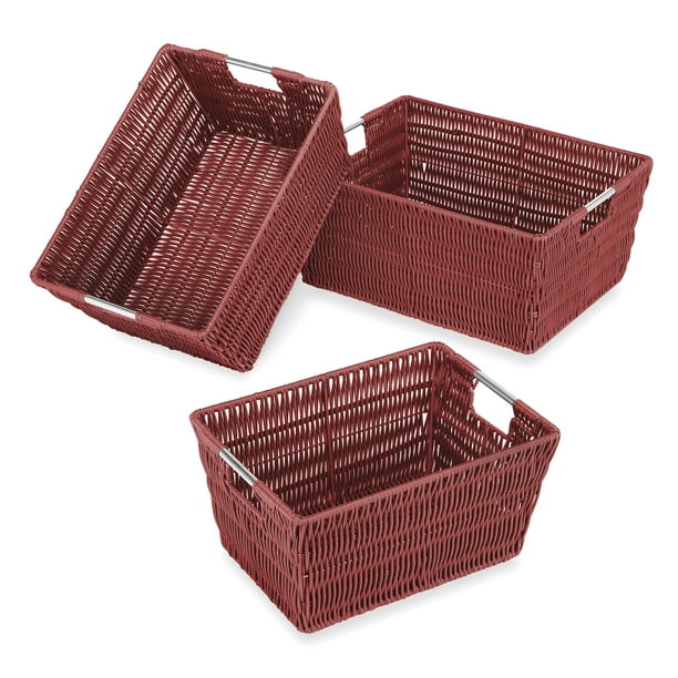 Whitmor Rattique® Storage Tote Baskets Set of 3 Red