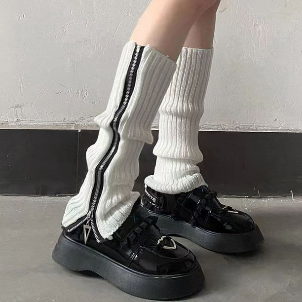 Calentadores de piernas de invierno para mujer, calcetines largos de punto de ganchillo, calcetines de mujer