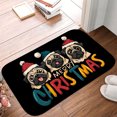 thumbnail image 5 of 1pc Three Pug Dogs Wearing Santa Absorbent Non-Slip Bathroom Thickened Flannel Rug Decor,Soft,Quick Drying,Suitable For Indoor/outdoor Use,Bathrooms,Bedrooms,Kitchens,Terrace,Laundry Rooms,16"x24", 5 of 9