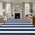 thumbnail image 2 of Navy Blue Striped Large Area Rugs for Bedroom Living Room, Soft Non Slip Carpet Bedside Rug, Modern Farmhouse Blue White Stripes Rectangular Floor Cover Kitchen Accent Rug 6'x9' for Office, 2 of 9