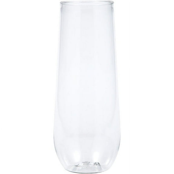 24 Count Bulk Pack Clear 9 oz Plastic Stemless Champagne Flutes
