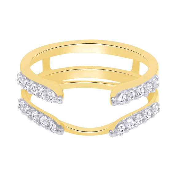 Round White Cubic Zirconia Enhancer Guard Ring in 10k Yellow Gold Ring Size - 9