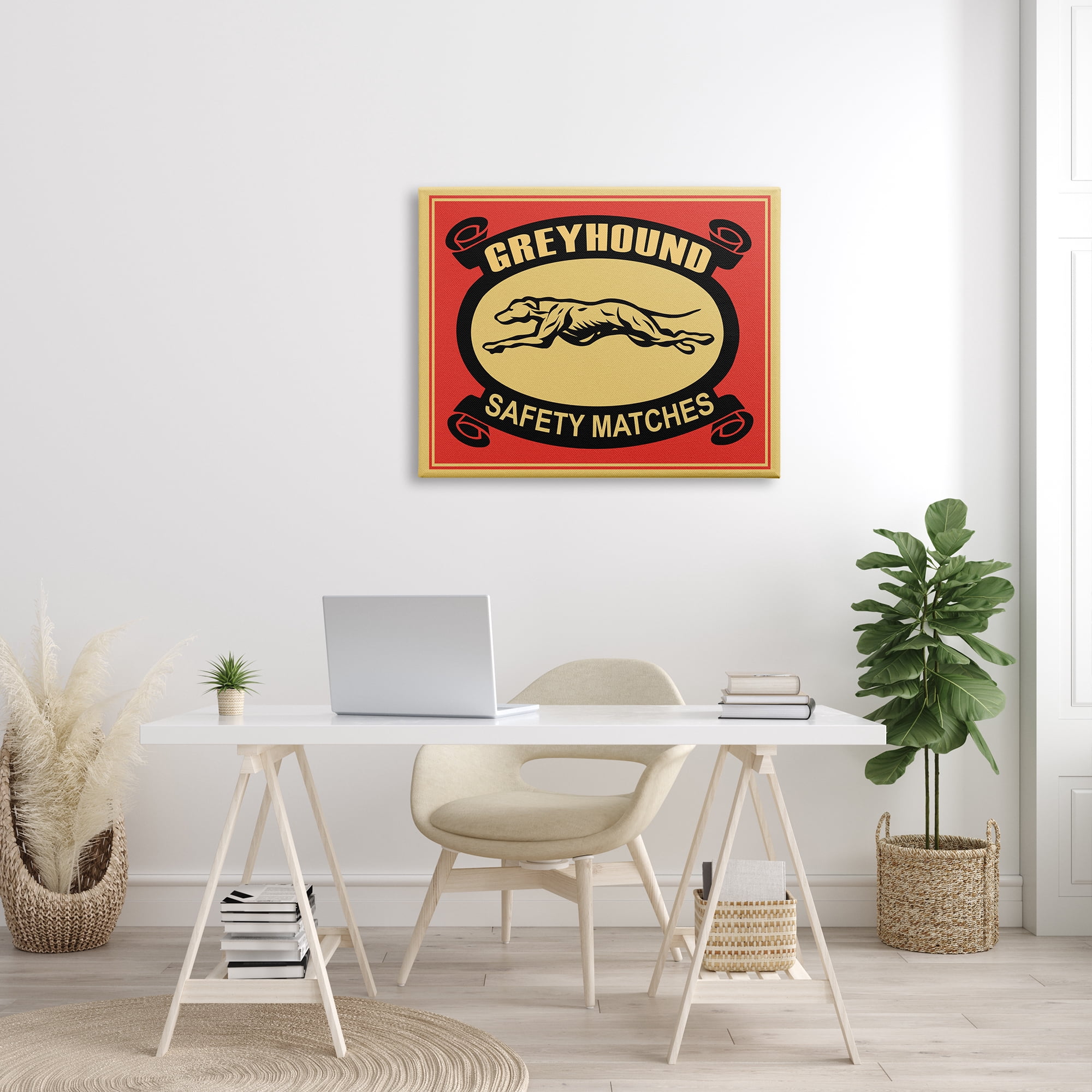 Stupell Industries Greyhound Safety Matches Yellow Red Vintage Advertisement Graphic Art Gallery-Wrapped Canvas Print Wall Art, 30x40, by Mark Rogan
