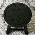 thumbnail image 2 of Carved Wooden Step Stool with Maple Leaf, Small Round Bedside Stool for Children, One Step Stool with Rubber Wood Frame, Suitable for Bedroom and Living Room, Espresso, 2 of 6