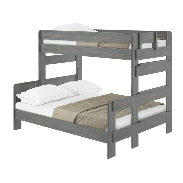Plank+Beam Farmhouse Twin XL over Queen Bunk Bed for Adults Solid Wood,  Driftwood 