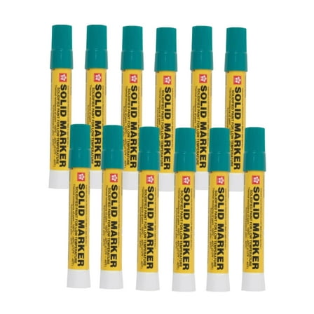 Sakura Solid Paint Markers with Twist Up Tip - Low Temperature Permanent Marker Pens - Window, Wood, & Glass Marker - Green Paint - 12 Pack