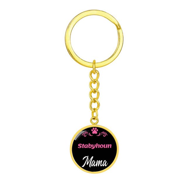 Dog Mom Keyring Stabyhoun Mama Circle Keychain Stainless Steel or 18k Gold