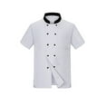thumbnail image 1 of Jumpingount Uniforme de Chef de manga corta para hombres y mujeres, uniforme de catering de alimentos, accesorio de panadería fino transpirable, ropa de Camisetas Blanco 4XL Jumpingount AP011141-06, 1 of 6